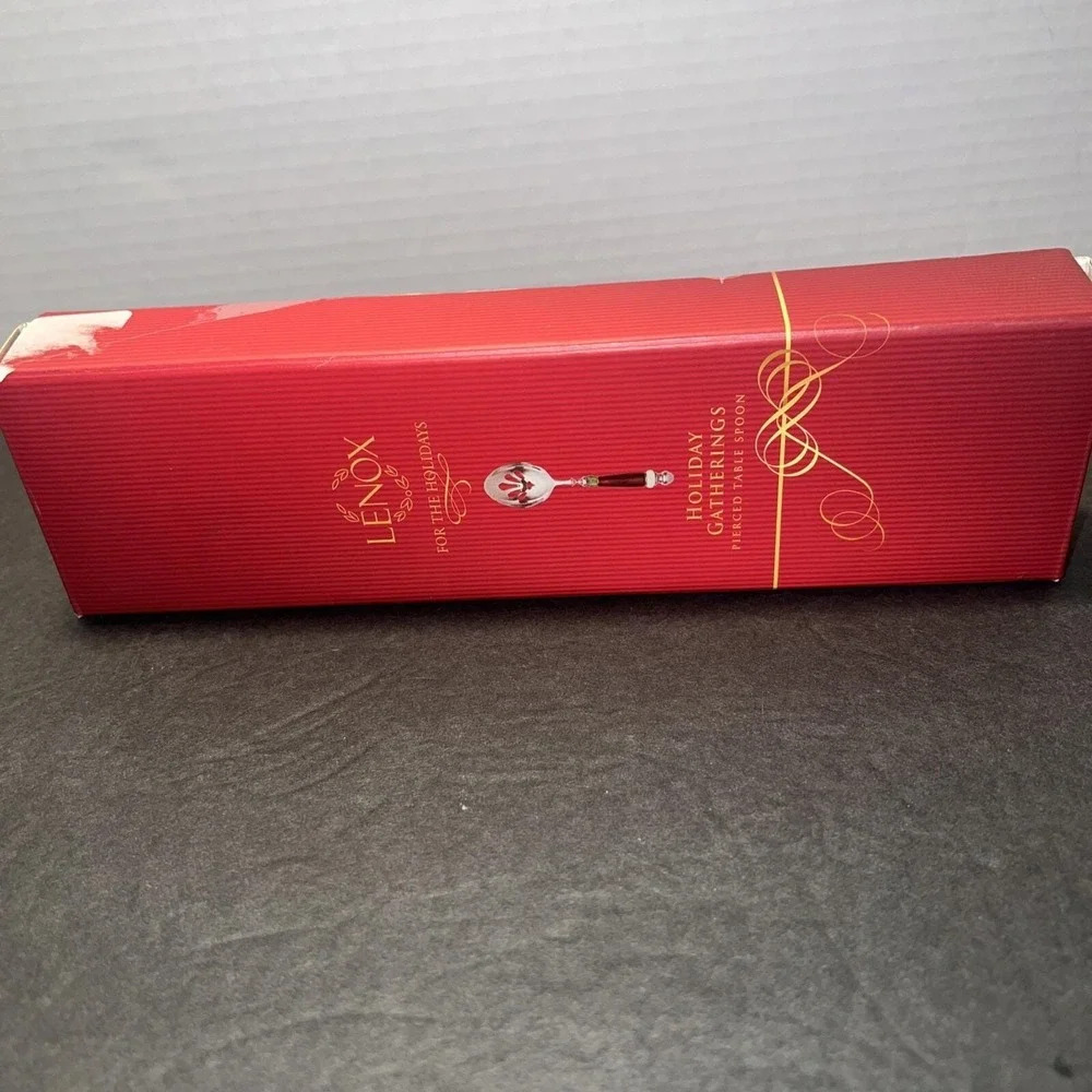 Lenox Holiday Gatherings Pierced Table Spoon Stainless Steel Serving Spoon Boxed